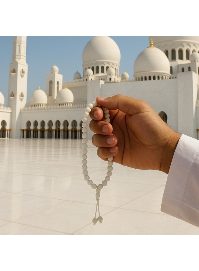 موجود مسبحة ماجود المصنوعة يدويًا من عظم الجمل، مسبحة إسلامية فاخرة للذكر، سطح مصقول ناعم، خفيفة الوزن ومتينة، مسبحة إسلامية مثالية للصلاة ورمضان والحج والعيد كهدية - Image 4